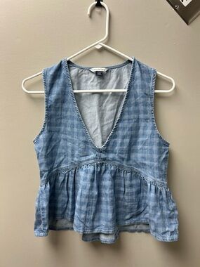 American Eagle Women’s V Neck‎ Denim Babydoll Top